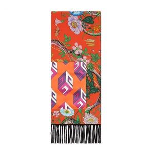 Gucci Flora Snake Print Silk Scarf With Pocket